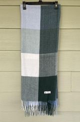 Pashmina Blue Green Plaid 100% Cashmere Fringe Scarf Outerwear Womens Accessory Photo 0