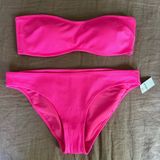 AERIE - Pink Bandeau Bikini Set Sz M Photo 0