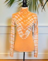 We The Free by Free People Tie Dye Turtleneck Long Sleeve Top Orange White Small Photo 0