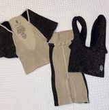 NEW! 3 Pc MOVEMENT Rise & Shine Set Champagne Black Shorts Tank Top Photo 0