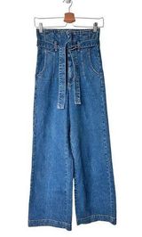 Bardot Denim High Waist Wide Legs belted cotton Jeans Size 26 Photo 0