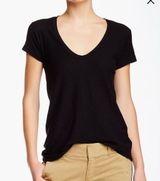 James Perse Deep V-Neck T-Shirt in Black Cotton & Modal Blend Size 2 / Medium Photo 0