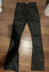 Edikted Black Leather Pants Flare Photo 0