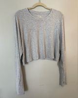 Aerie Offline Ribbed Cropped Long Sleeve Gray Top Size XXL Photo 0