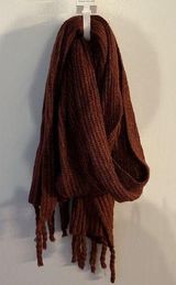 Knit Scarf Oblong Fringe Ribbed Rust Colored Sonoma Cozy Warm Soft Holiday NEW Photo 0