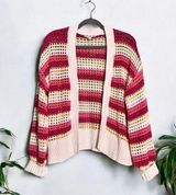 Crocheted Cardigan. Multicolor Striped Photo 0