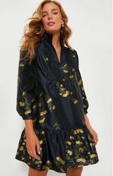 TUCKERNUCK Navy Jasmine Vine Jacquard Palmerston Dress M Photo 0