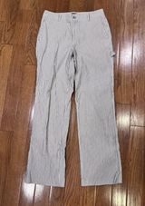 Zara Women’s 100% Cotton Pinstripes Wide Leg Casual Pant Medium Gorpcore Office Photo 0