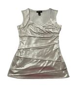 White House Black Market WHBM Formal Silver Shiny Blouse Size Small EUC #4914 Photo 0