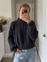 Hollister Mockneck Sweater Grey Chunky Knit  Photo 0