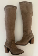 Vince Camuto Madalee Stylish gray/ Tan Suede Leather Knee-High Boots Sz 8 Photo 0