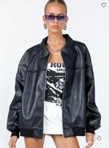 Princess Polly Faux Leather Jacket Black Photo 0