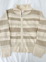 Mixed Knit Full Zip Sweater Photo 0