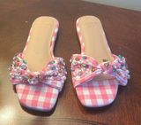 crown & ivy Pink Checkered Sandals with Gem Embellishments Photo 0