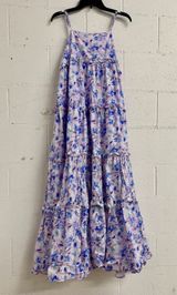 Storia lavender purple floral maxi flowy tiered ruffle dress Photo 0