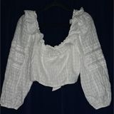 Outfitters White Ruffle Long sleeve Crop Top SIZE Large NWT Photo 0