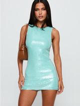 Blue Sequin Princess Polly Romper  Photo 0