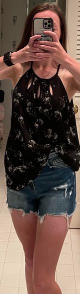 PaperMoon Black floral tank top Photo 0