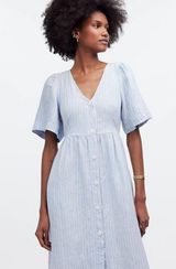 NWOT Cassie Button-Front Midi Dress in Linen Size S Photo 0