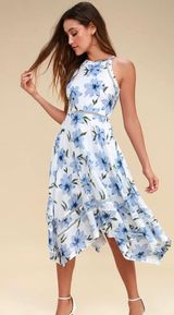 Lulus Blue And White Floral Dress Photo 0