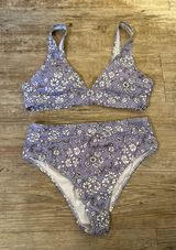 Lavender Floral High Waist Swimsuit Multi Size M Photo 0