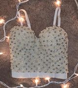 Cream Pearl Covered Top Photo 0