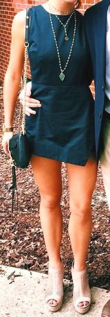 J.O.A Navy Blue Envelope Romper Photo 0