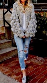 VICI Bubble Sleeve Knit Cardigan Sweater Photo 0