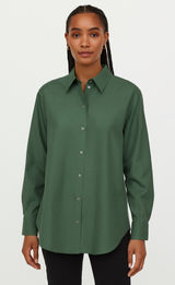 H+M Green Satin Button-Up Collared Shirt.   Size-Small Photo 0