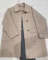 Oatmeal Wool Pea coat With Black Buttons Photo 0