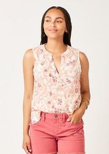 Carve Designs Carve Design NWT Sheer Floral Raw Hem V Neck Dylan Tank 100% Organic Cotton L Photo 0