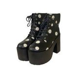 Hot Topic Black Platform Boots 8 Daisies Photo 0