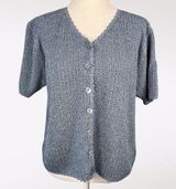 VTG 90's Sag Harbor Knit Short Sleeve Cardigan Sweater Silk Blend Large Photo 0