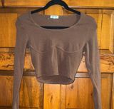 Heart and Hips Long Sleeve Cropped Top Brown Photo 0