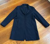 ZARA Fitted Straight Cut Navy Coat Photo 0