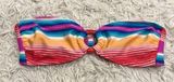 Aerie Striped Strapless Bandeau O Ring Bikini Top Pink Size XS Photo 0