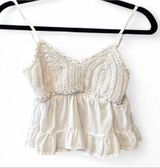Cute white crochet flowy top with adjustable straps Photo 0
