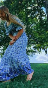 Blue Floral Maxi Dress Amazon Photo 0