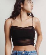 Tobi Tough Love Ruched Mesh Top Photo 0
