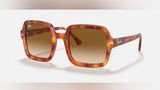 Ray Ban Square Frame Tortoise Shell Frame Sunglasses Polished Red Havana Women Photo 0