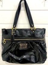 COACH Poppy Collection Black Patent Leather
Bag With Heart Pull Zipper in Front Photo 0