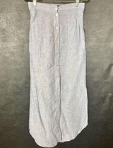 Tahari Light Blue Linen Button Front‎ Maxi Skirt Size Small Photo 0