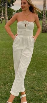 l*space White Linen Jumpsuit Photo 0