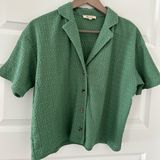 Madewell Crinkle Knit Button Up Top Green Size XS Photo 0