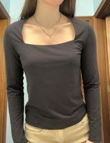 Black Square Neck Shirt Photo 0