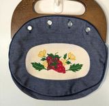 VTG Jeannie Bouchever Bermuda Small Wood Handle Bag Blue Strawberry NeedlePoint Photo 0