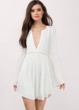 Tobi White Plunge Vneck Neckline Dress Photo 0