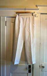 Kasper | White Pleated Linen Blend Pants Size 10 Photo 0