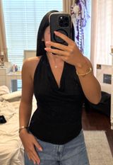 Black Halter Open Back Top Photo 0