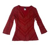Wrapper size medium 90s y2k Red gold 3/4 Sleeve Top baby brat v neck Photo 0